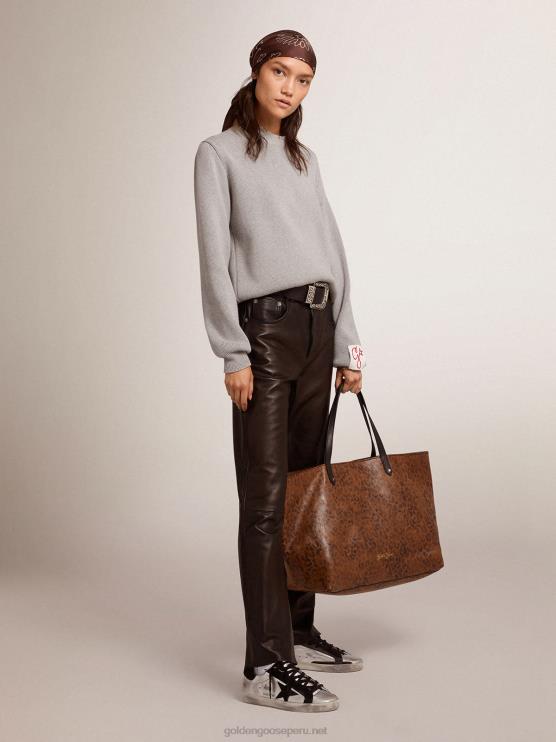 FDVPX1038 Golden Goose mujer Pantalones capri acampanados de la colección en suave piel de napa negra