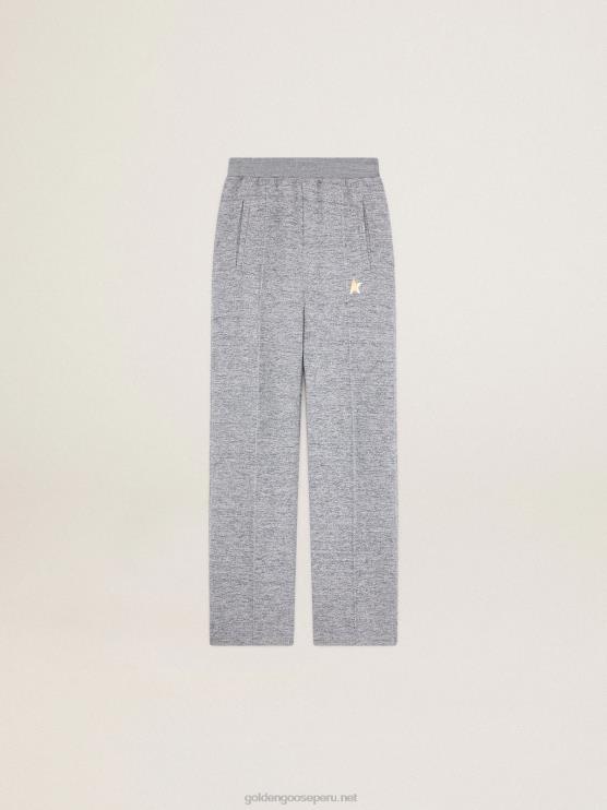 FDVPX1039 Golden Goose mujer Joggers grises con estrella dorada delante