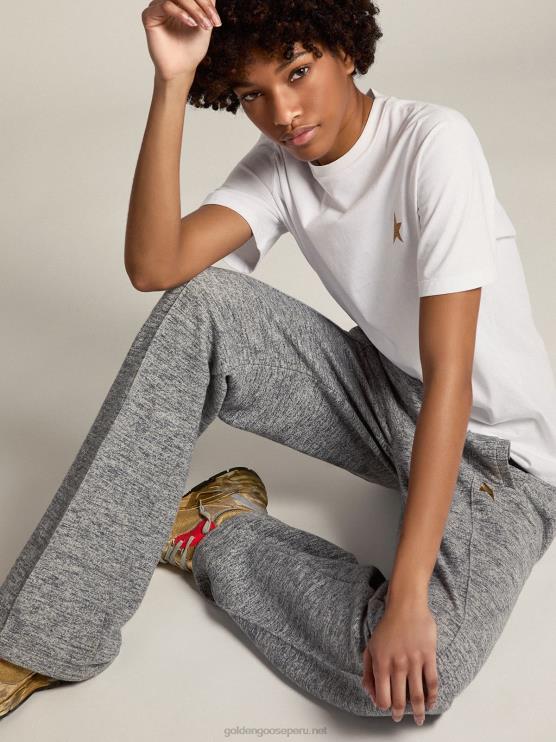 FDVPX1039 Golden Goose mujer Joggers grises con estrella dorada delante