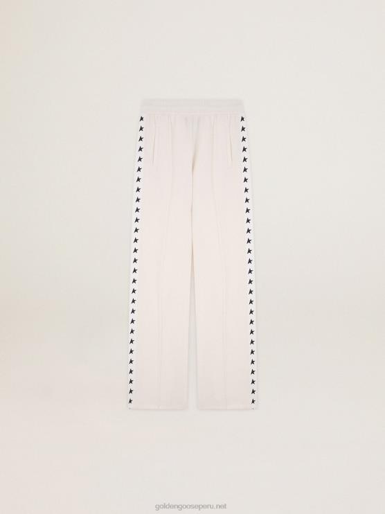 FDVPX1060 Golden Goose mujer joggers blancos con estrellas a los lados