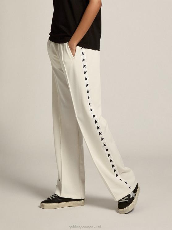 FDVPX1060 Golden Goose mujer joggers blancos con estrellas a los lados