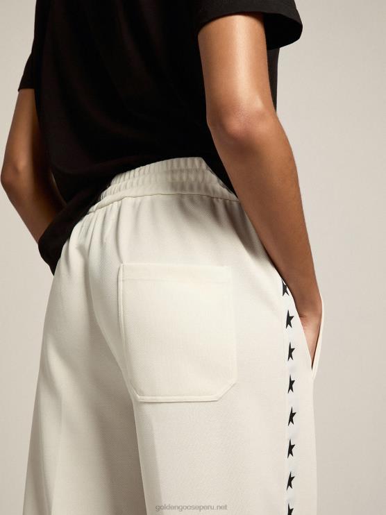 FDVPX1060 Golden Goose mujer joggers blancos con estrellas a los lados
