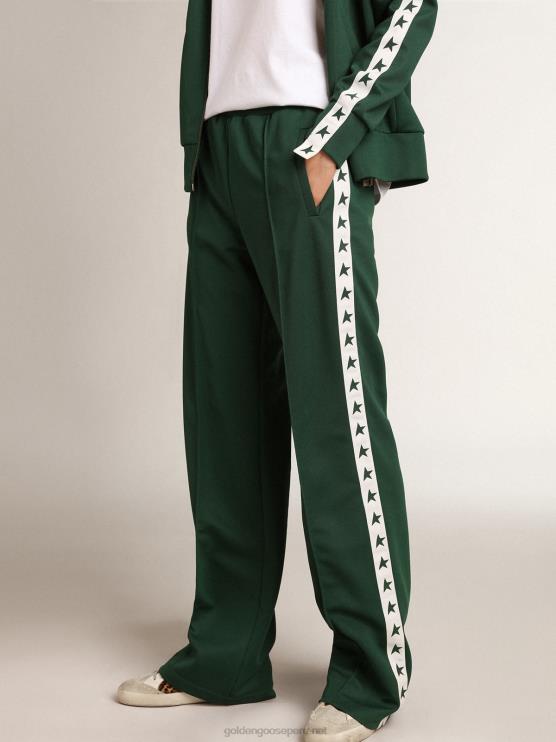 FDVPX1063 Golden Goose mujer Pantalón jogging verde brillante colección dorotea star con tira y estrellas en contraste