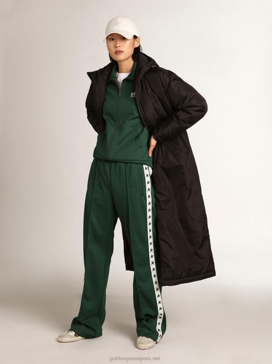 FDVPX1063 Golden Goose mujer Pantalón jogging verde brillante colección dorotea star con tira y estrellas en contraste