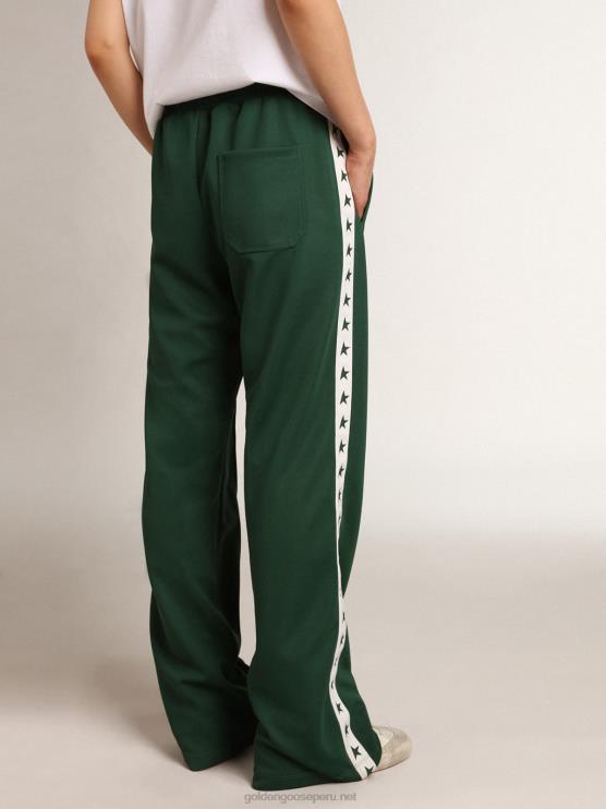 FDVPX1063 Golden Goose mujer Pantalón jogging verde brillante colección dorotea star con tira y estrellas en contraste