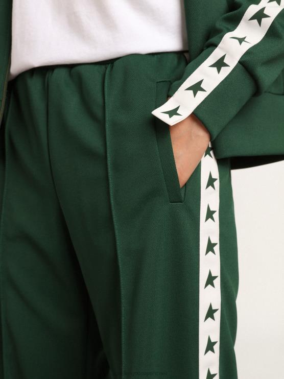 FDVPX1063 Golden Goose mujer Pantalón jogging verde brillante colección dorotea star con tira y estrellas en contraste
