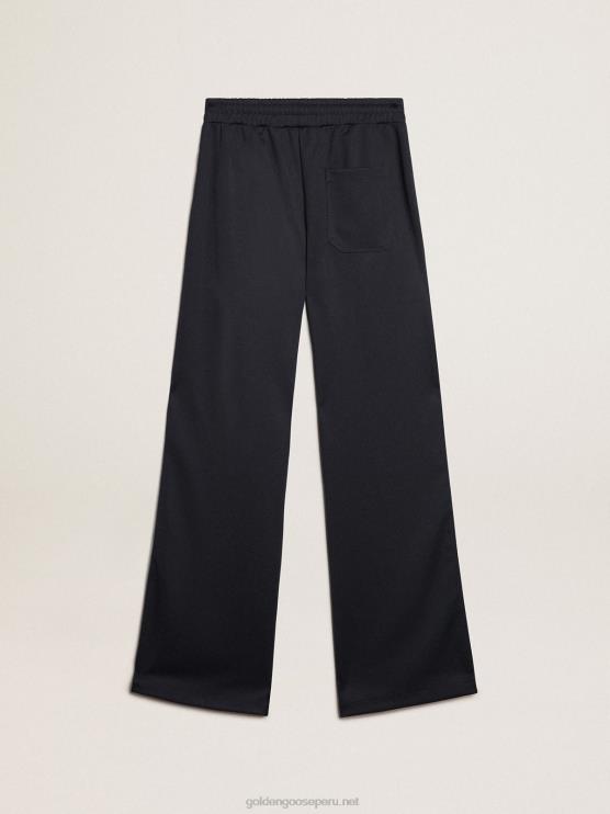 FDVPX922 Golden Goose mujer Joggers azul oscuro con franja blanca y estrellas a contraste