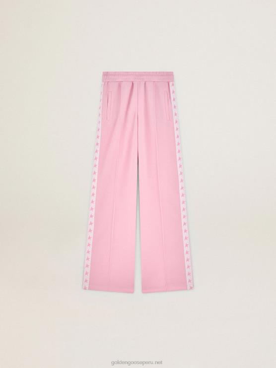 FDVPX924 Golden Goose mujer joggers rosas con estrellas rosas a los lados