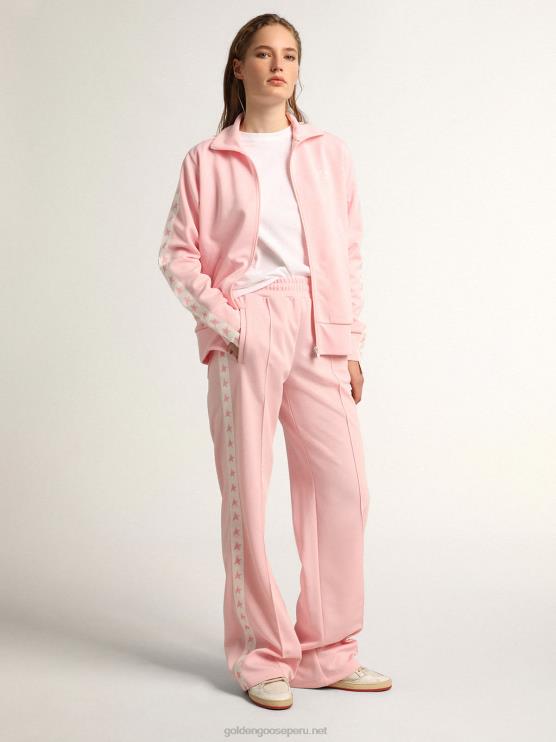 FDVPX924 Golden Goose mujer joggers rosas con estrellas rosas a los lados