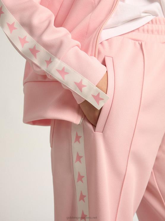 FDVPX924 Golden Goose mujer joggers rosas con estrellas rosas a los lados
