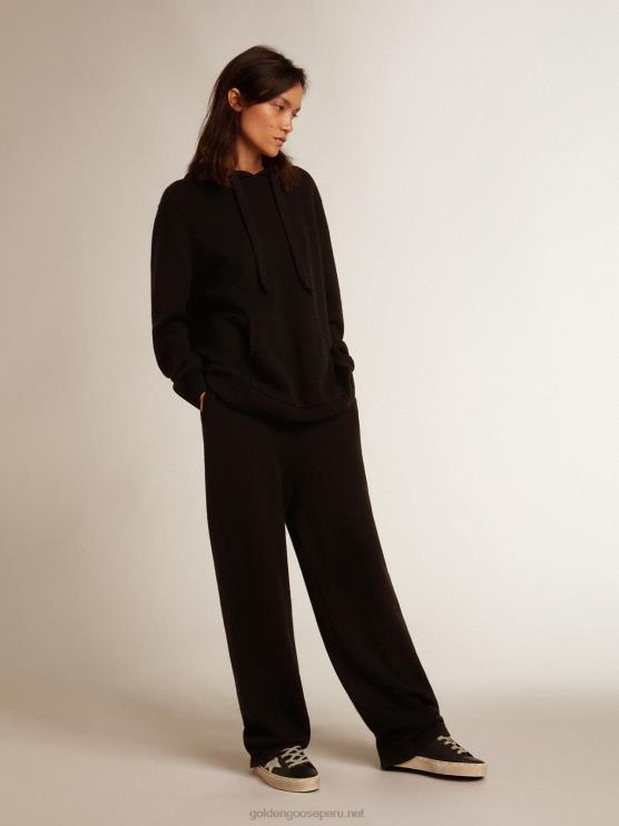 FDVPX929 Golden Goose mujer Joggers negros de mezcla de cachemira