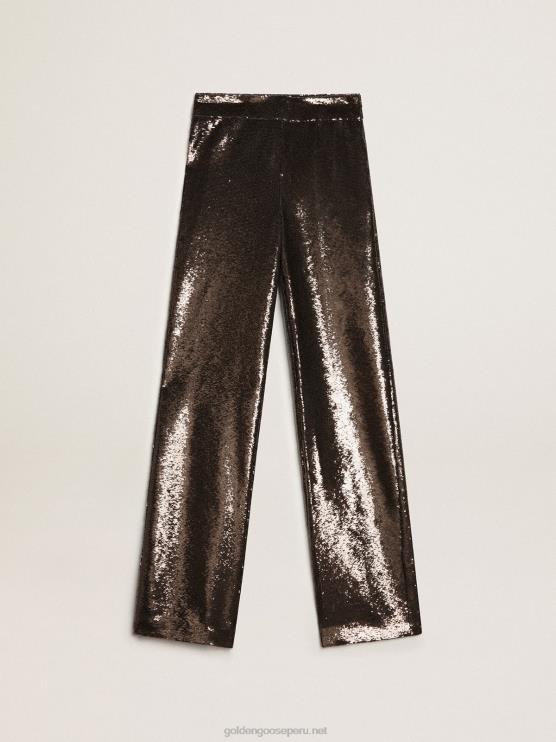 FDVPX941 Golden Goose mujer pantalones grises con lentejuelas por toda la prenda