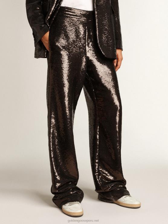 FDVPX941 Golden Goose mujer pantalones grises con lentejuelas por toda la prenda