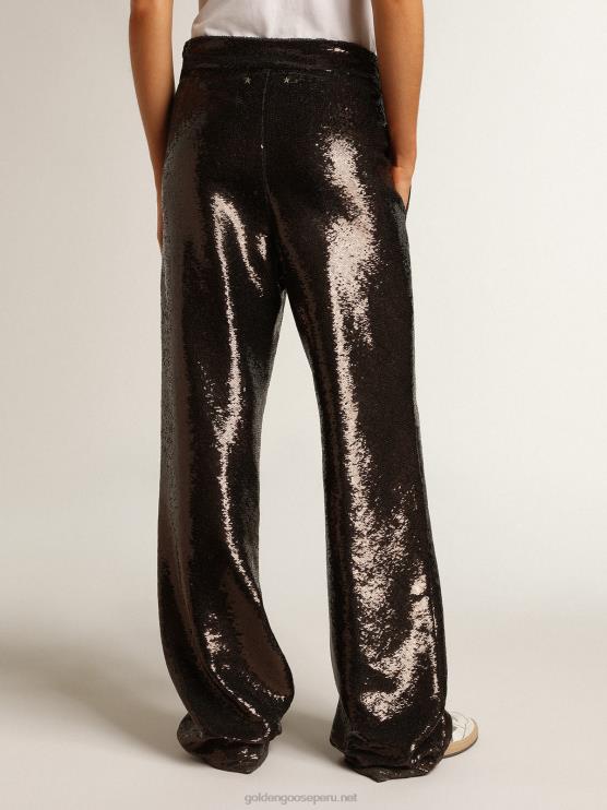 FDVPX941 Golden Goose mujer pantalones grises con lentejuelas por toda la prenda