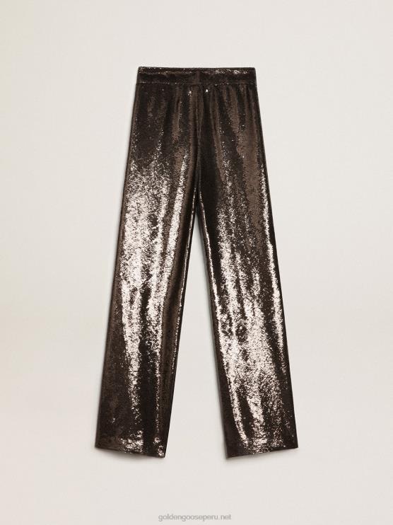 FDVPX941 Golden Goose mujer pantalones grises con lentejuelas por toda la prenda