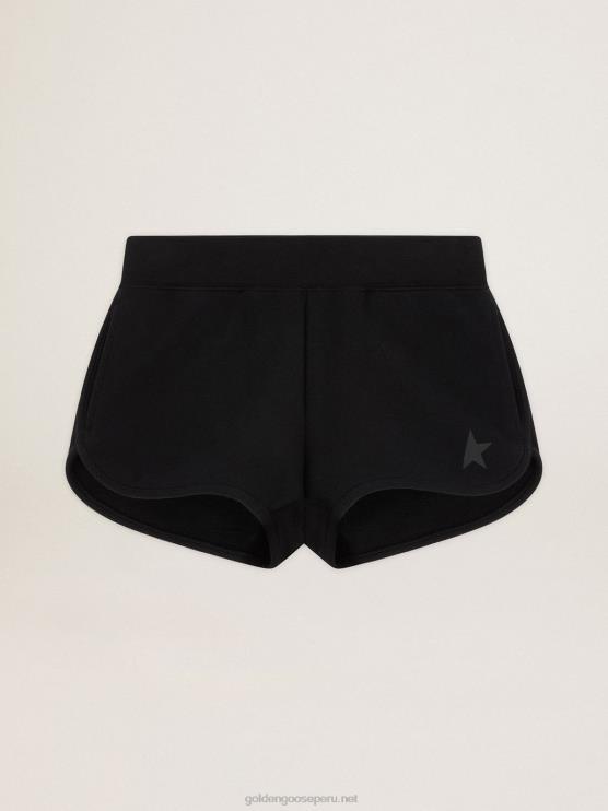 FDVPX951 Golden Goose mujer pantalón corto negro con estrella tono sobre tono delante