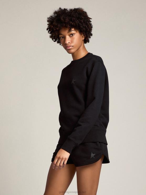 FDVPX951 Golden Goose mujer pantalón corto negro con estrella tono sobre tono delante