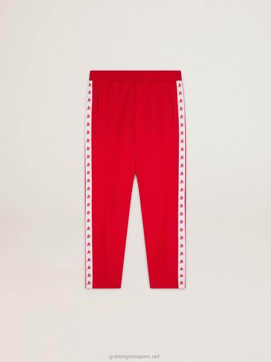 FDVPX960 Golden Goose mujer joggers rojos con estrellas rojas en los costados
