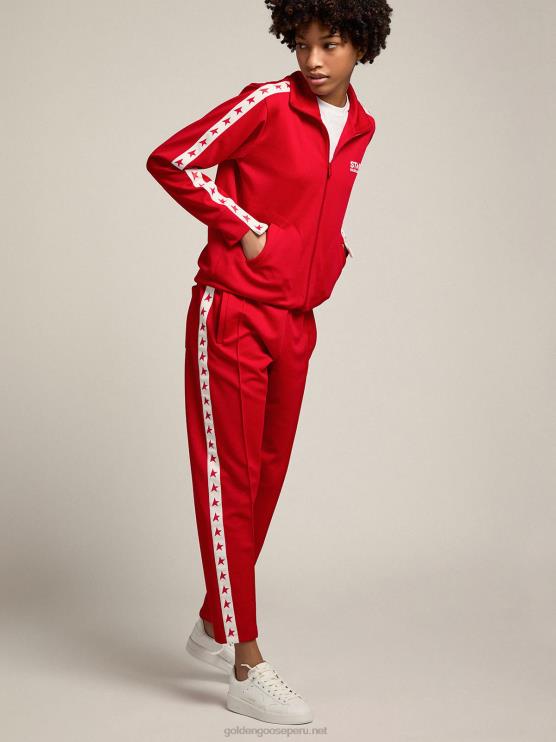 FDVPX960 Golden Goose mujer joggers rojos con estrellas rojas en los costados