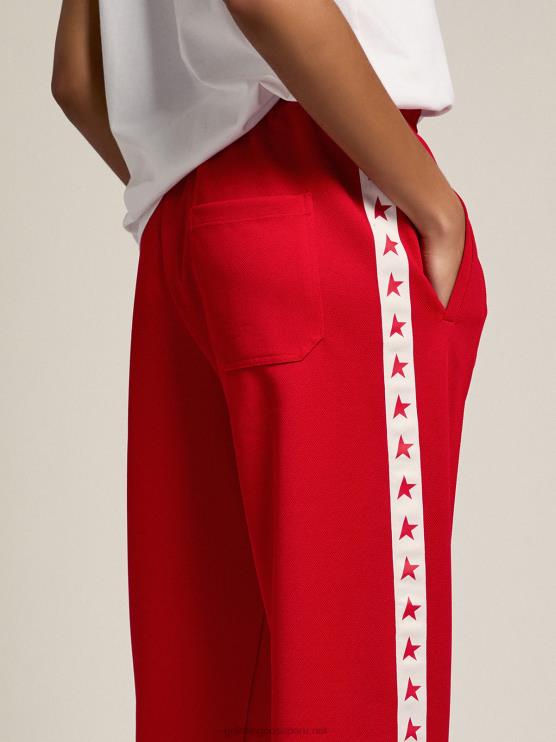 FDVPX960 Golden Goose mujer joggers rojos con estrellas rojas en los costados
