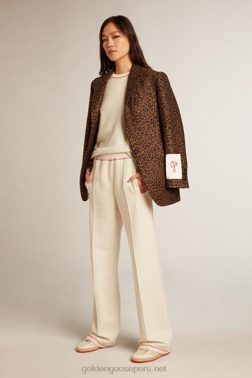 FDVPX978 Golden Goose mujer joggers heritage blancos con logo cny