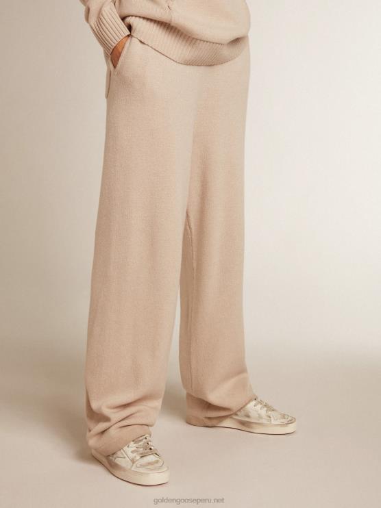 FDVPX982 Golden Goose mujer joggers de mezcla de cachemir blanco natural