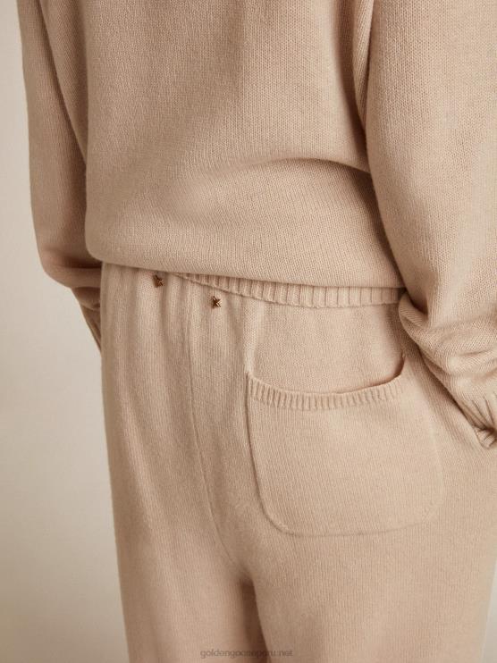 FDVPX982 Golden Goose mujer joggers de mezcla de cachemir blanco natural
