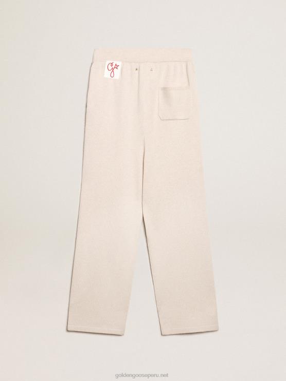 FDVPX982 Golden Goose mujer joggers de mezcla de cachemir blanco natural