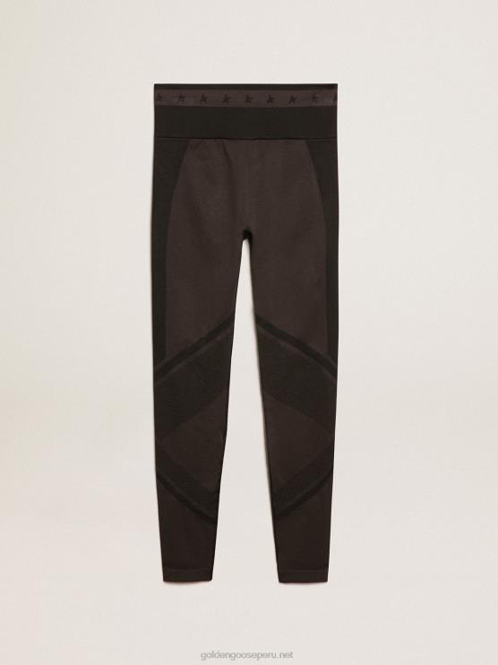 FDVPX987 Golden Goose mujer leggins negros con costura mixta