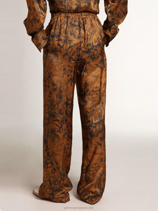 FDVPX992 Golden Goose mujer Joggers en marrón dorado con estampado de libretas de la colección Journey
