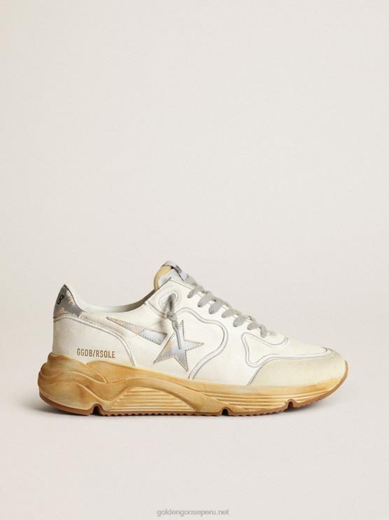 FDVPX34 Golden Goose mujer Deportivas suela running con estrella y refuerzo en el talón de piel con estampado digital plateado