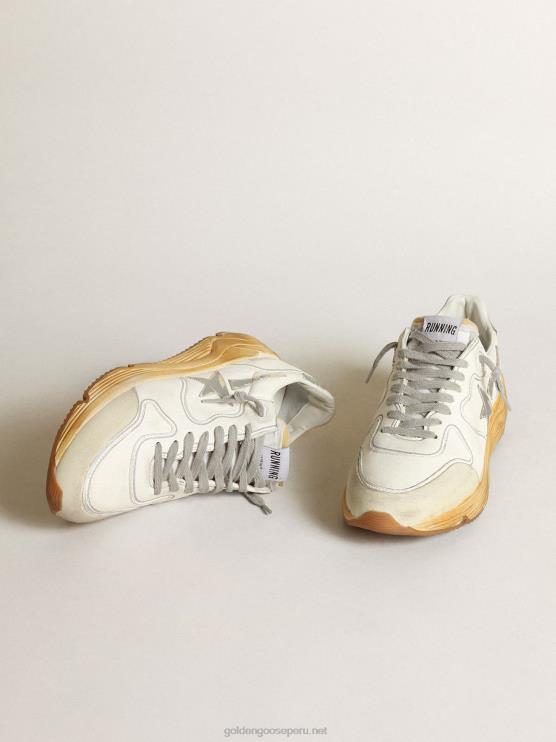 FDVPX34 Golden Goose mujer Deportivas suela running con estrella y refuerzo en el talón de piel con estampado digital plateado