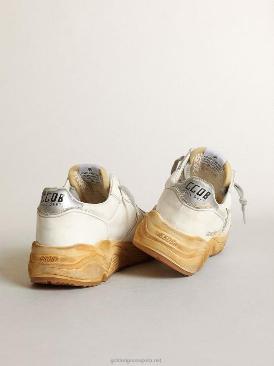 FDVPX34 Golden Goose mujer Deportivas suela running con estrella y refuerzo en el talón de piel con estampado digital plateado