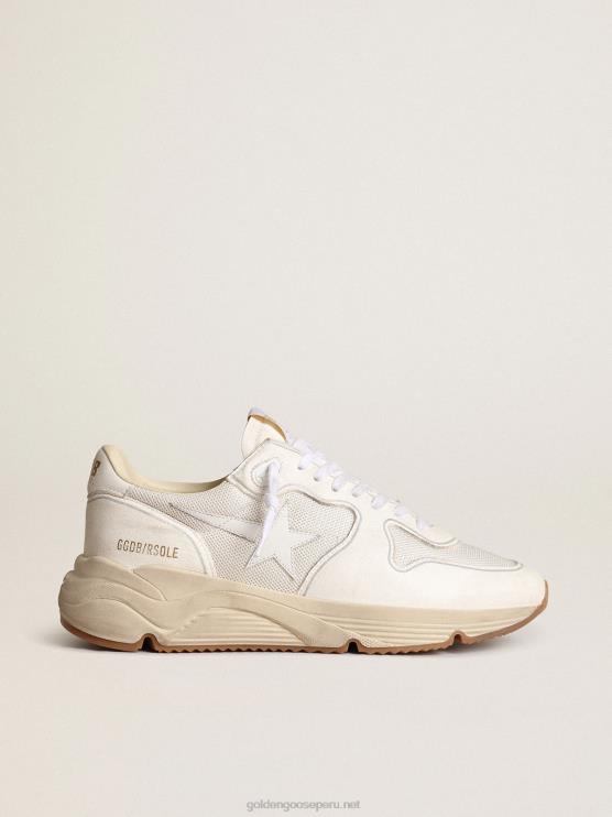FDVPX35 Golden Goose mujer Deportivas suela running de malla blanco óptico y napa con estrella de piel blanca