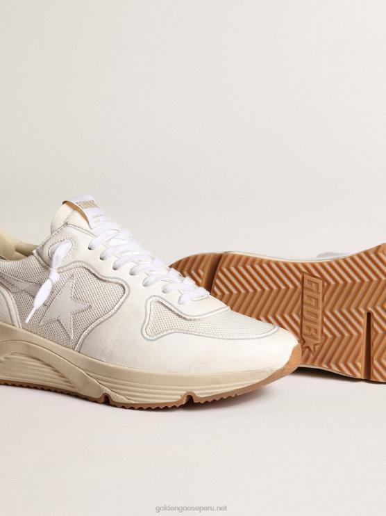 FDVPX35 Golden Goose mujer Deportivas suela running de malla blanco óptico y napa con estrella de piel blanca