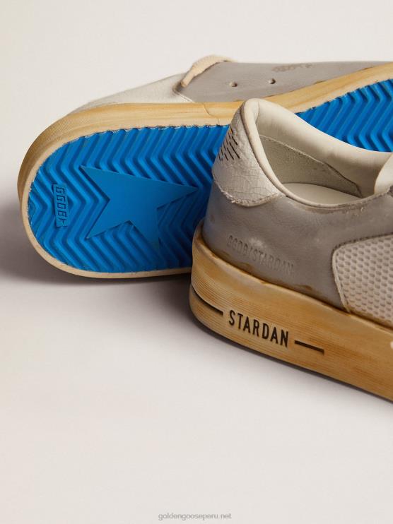 FDVPX128 Golden Goose mujer zapatillas stardan con estrella de piel blanca con estampado ggdb y refuerzo del talón de piel craquelada blanca