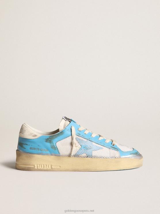 FDVPX151 Golden Goose mujer stardan lab de napa azul claro y malla blanca