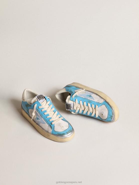 FDVPX151 Golden Goose mujer stardan lab de napa azul claro y malla blanca