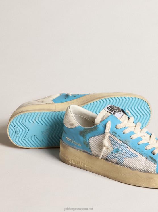 FDVPX151 Golden Goose mujer stardan lab de napa azul claro y malla blanca