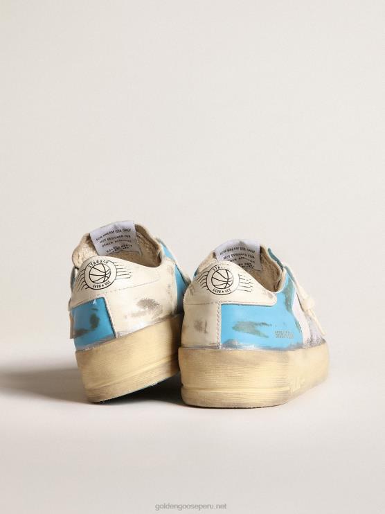 FDVPX151 Golden Goose mujer stardan lab de napa azul claro y malla blanca