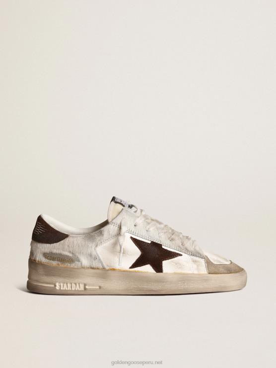 FDVPX159 Golden Goose mujer stardan de napa y piel de potro con estrella de ante marrón