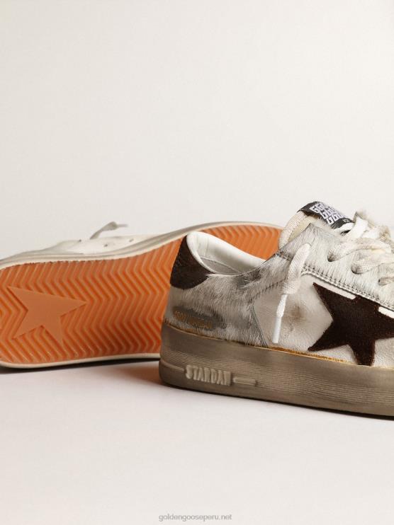 FDVPX159 Golden Goose mujer stardan de napa y piel de potro con estrella de ante marrón
