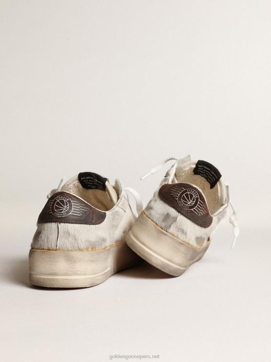 FDVPX159 Golden Goose mujer stardan de napa y piel de potro con estrella de ante marrón