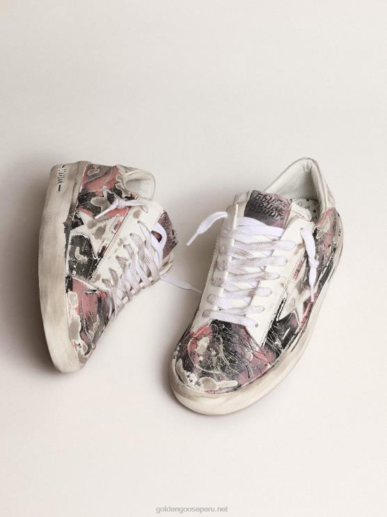 FDVPX214 Golden Goose mujer stardan lab en cuero con salpicaduras de pintura por toda la superficie