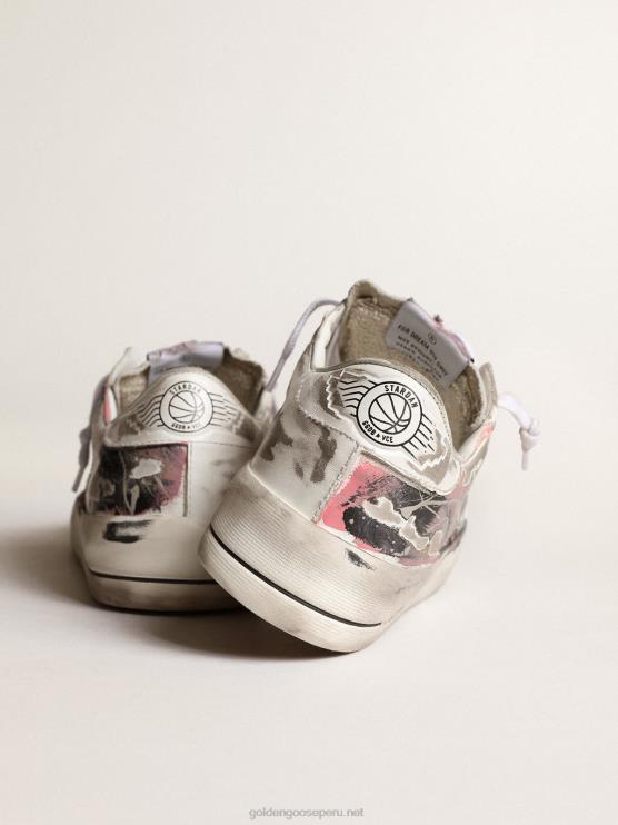 FDVPX214 Golden Goose mujer stardan lab en cuero con salpicaduras de pintura por toda la superficie