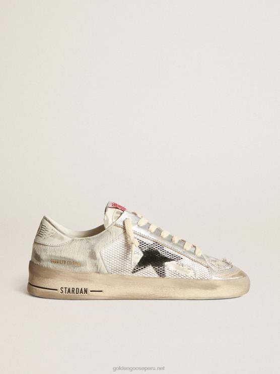 FDVPX252 Golden Goose mujer Zapatillas deportivas stardan lab de piel de potro blanca y piel con estrella de ante negro