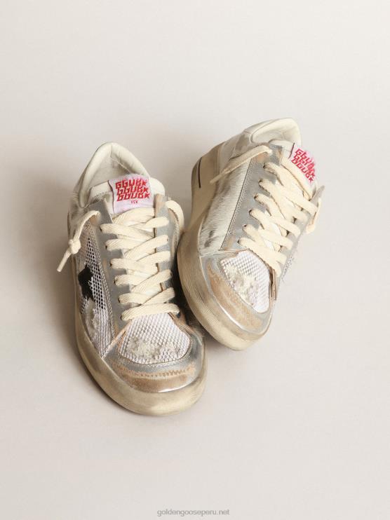 FDVPX252 Golden Goose mujer Zapatillas deportivas stardan lab de piel de potro blanca y piel con estrella de ante negro