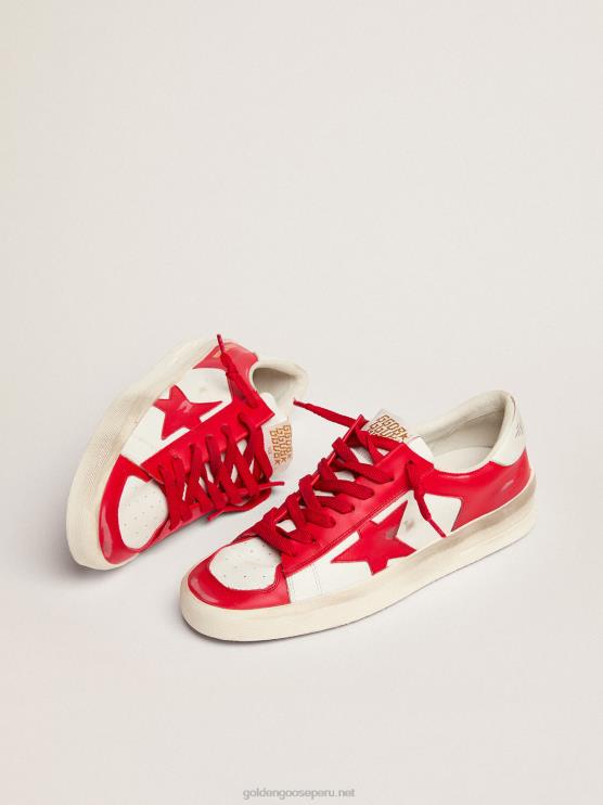 FDVPX99 Golden Goose mujer zapatillas stardan de piel roja y blanca