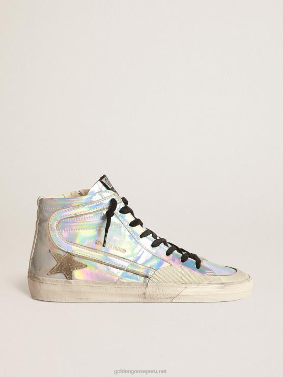FDVPX260 Golden Goose mujer slide lab de tejido con efecto holográfico