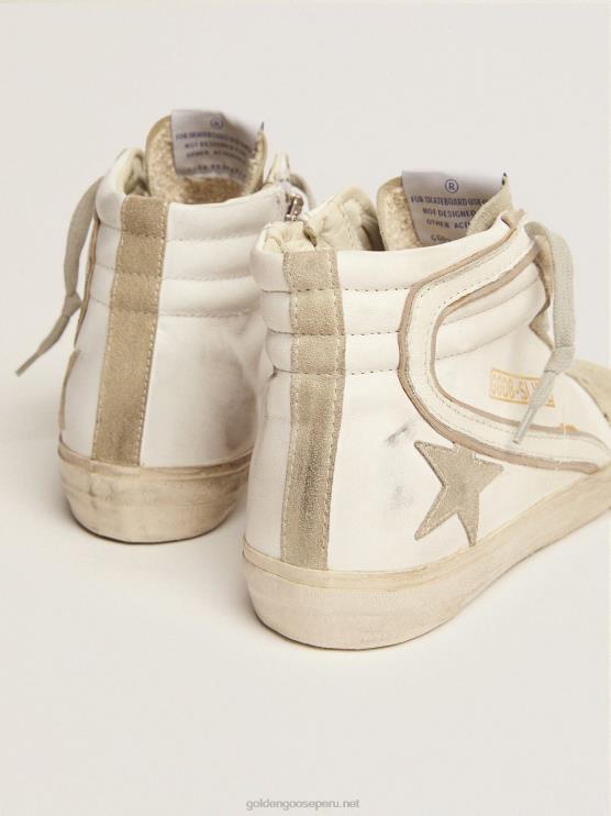 FDVPX51 Golden Goose mujer zapatillas deportivas slide con estrella de ante gris hielo y flash de piel blanca